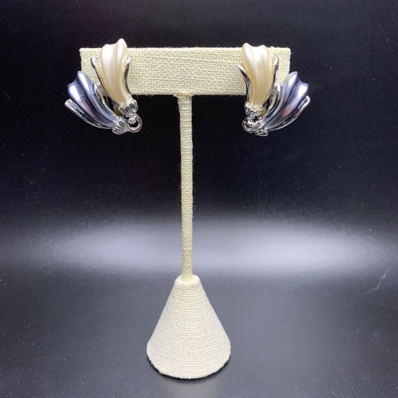 Blue Cream Silver Tone Link Choker Collar Necklace Earrings Demi Parure - Picture 9 of 11